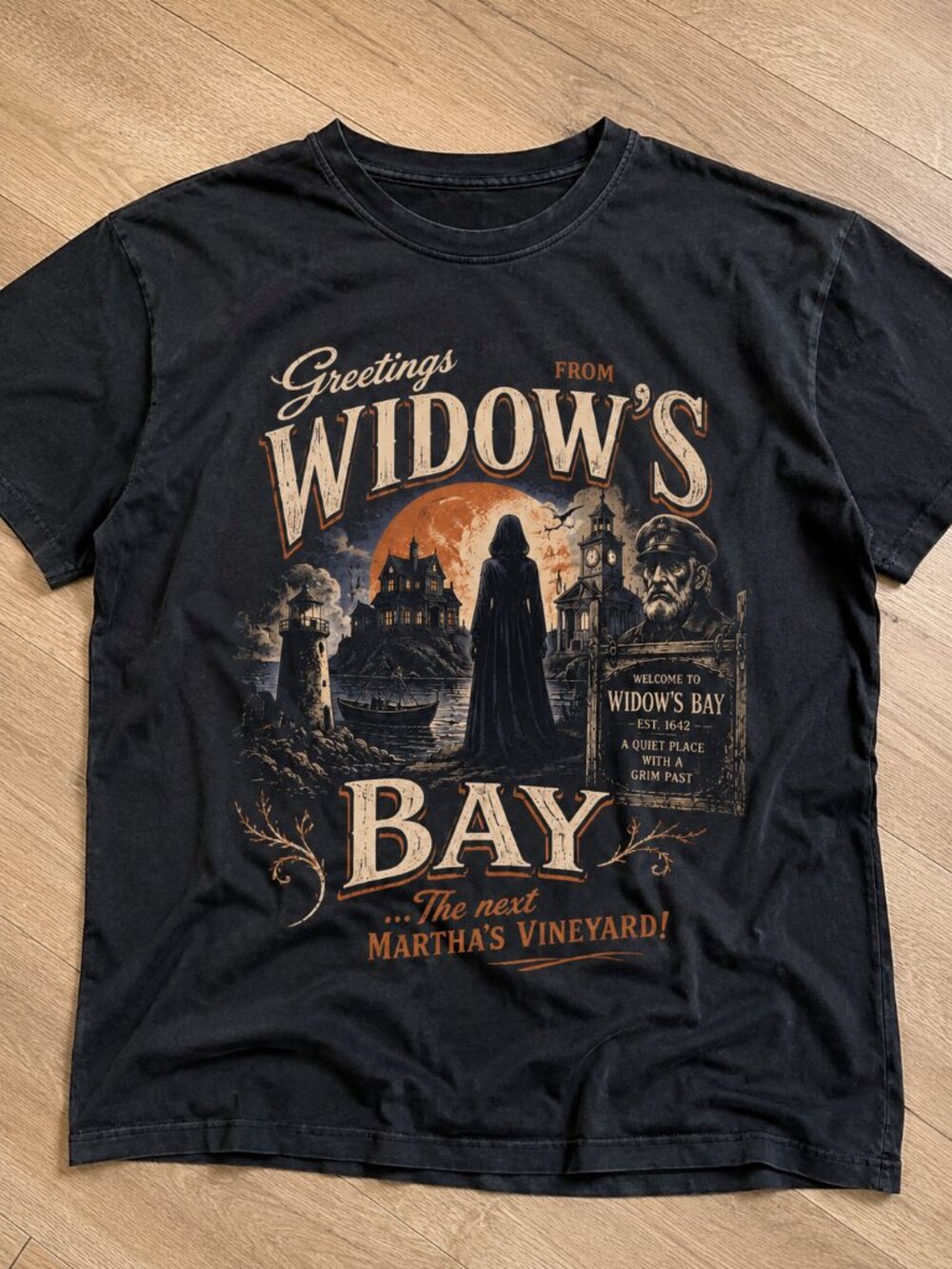 Greetings From Widow’s Bay Horror Movie Shirt, Vintage Coastal Horror GraphicTee